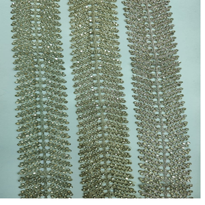 Custom-Made <b>Stone</b> Work Leaf-Designed <b>Machine</b> Embroidered Lace in Four Floral Colours for Resale - Product Image 5