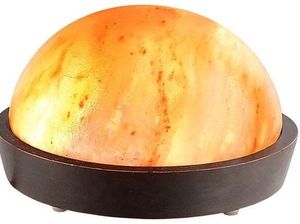 Elégante lampe à bol de sel de l'Himalaya à double dôme fabriquée à la main avec une base en bois sculpté pour la décoration intérieure et le bien-être - Product Image 4