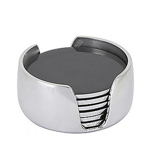 Raw Cast Aluminum Shiny <b>Silver</b> Molten <b>Coasters</b> Set of 6 - Product Image 5