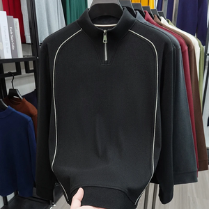 Camiseta de Hombre de Lujo con Media Cremallera, Cuello Alto, Manga Larga, Cálida, Informal, 100% Algodón Transpirable para Invierno - Product Image 3