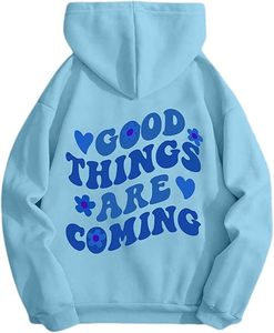 เสื้อสเวตเตอร์ถักทรงหลวมพิมพ์ลายสตรีทสไตล์ลำลองมีฮู้ดเปิดไหล่ตก - Product Image 1