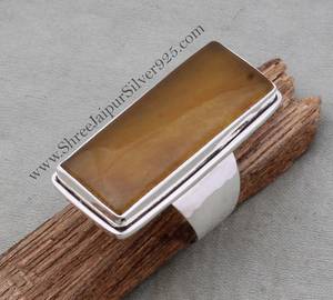 Anillo de Jade amarillo, anillo de piedras preciosas hechas a mano de Plata de Ley 925, anillo de plata sólida, regalo de aniversario de boda - Product Image 1