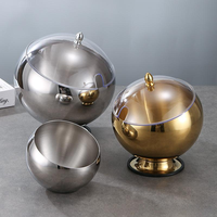 Bol à sauce oblique en acier inoxydable poli, couvercle sphérique, plat pour fondue, buffet, panier à assaisonnement, pot, plat, récipient, salade, fête