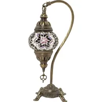 Lampe de bureau en mosaïque ottomane turque rustique faite à la main, verre teinté, lumière LED 5000K, lumière du jour, taille moyenne, pour chambre à coucher, VAYA DECOR