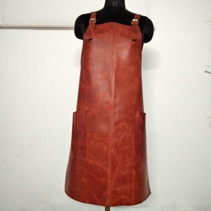 Delantal de taller de restaurante de trabajo de cuero auténtico de alta calidad para hombres y mujeres con bolsillos de cuero puro delantal de cocina para Cocina - Product Image 4