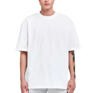 T-shirt décontracté en coton respirant pour homme, grande taille, épaules tombantes, imprimé sur le devant, vente en gros, fabricant OEM - Product Image 2