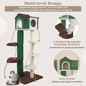 5-Level Anti-Tipping <b>Cat</b> Tree Tower Solid Pattern <b>Cat</b> <b>Condo</b> with Cushions <b>Cat</b> Climbing Frame and Apartment Packaged Brand New - Product Image 5