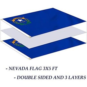 Drapeau du Nevada 3x5 pieds, double face, pour extérieur, couleurs vives, polyester, 3 couches, 2 œillets en laiton, USA TOP FLAGSINC - Product Image 1