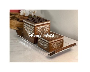 Brûleur à Bakhoor en bois de dernière génération avec boîte et plateau en acrylique, Mabkhar de qualité supérieure, taille personnalisée - Product Image 2