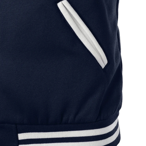 เสื้อแจ็คเก็ตวาร์ซิตี้แบบ Letterman  ตัวเสื้อทำจากขนสัตว์ 100%  แขนเสื้อหนัง  โลโก้สั่งทำได้  รักษาสิ่งแวดล้อม  กันลม  สำหรับฤดูหนาว - Product Image 5