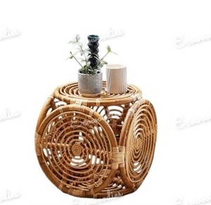 Banc de console en incrustation d'os de tabouret de pouf en rotin de bambou fait à la main pour l'artisanat de café à la maison-pour Hall et appartement - Product Image 5