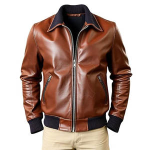 Vestes en cuir de haute qualité pour hommes, hiver, automne, col uni, personnalisé, veste pour hommes à la mode - Product Image 1