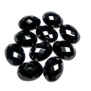Yüksek kalite toptan fiyat 5x7mm siyah Spinel gül kesim Oval Cabochon Flatback gevşek şifa taşlar takı yapımı için