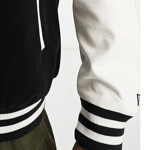 Custom Varsity Jacket Split Joint mangas Chenille bordado parche Logo chaqueta de béisbol blanco y negro contraste Varsity Jacket - Product Image 6