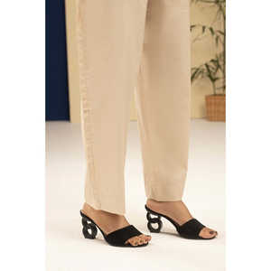 กางเกงขายาวทรงตรงสีเบจเข้มสำหรับผู้หญิง ผ้าแคมบริคย้อมสี ระบายอากาศได้ดี กันยับ เอวกลาง ผ้าอ็อกซ์ฟอร์ด ปรับได้ เหมาะสำหรับใส่ทำงาน - Product Image 1