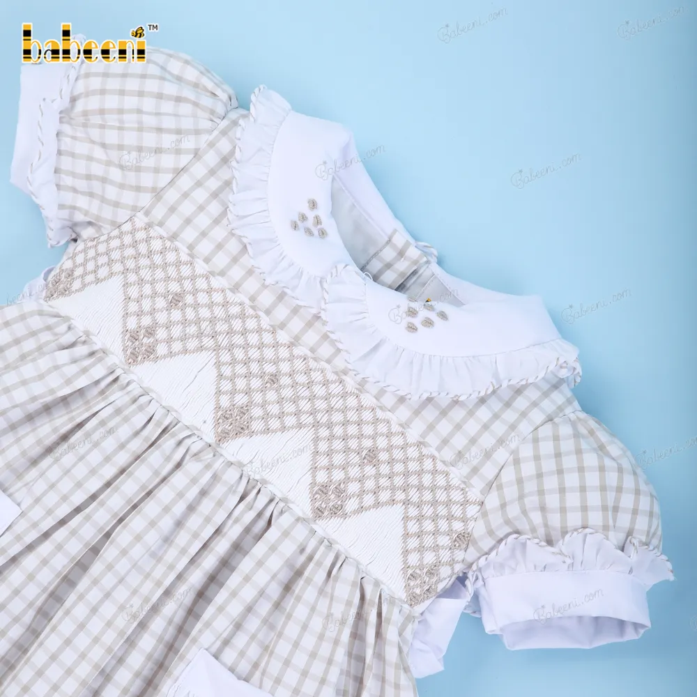 Caroline desen elbise toptan önlüklü elbiseler-BB3142 geometrik kız için OEM ODM özelleştirilmiş el yapımı nakış çocuk