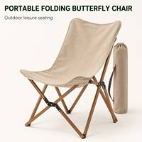 Chaise papillon pliable portable pour le camping, le pique-nique, la pêche, la plage, le jardin, les loisirs en plein air, dossier haut, 27 pouces, 32 pouces, kaki, noir