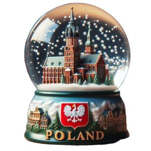 تصميم مخصص راتنج بناء المناظر الطبيعية كراكو بولندا كرات الثلج التذكارية - Product Image 1