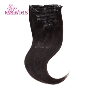K.SWIGS precio de fábrica pelo chino encaje recto Clip-In extensiones de cabello 7 piezas Remy virgen suave sedoso Invisible Color Natural - Product Image 2