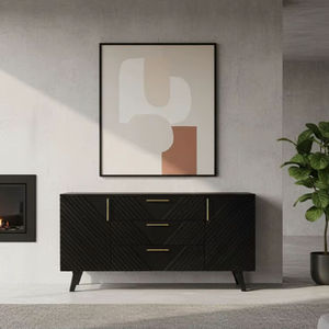 Buffet en bois massif moderne américain avec rangement, design minimaliste artisanal et durable pour salle à manger, ferme et chambre à coucher - Product Image 2