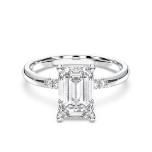 ชุดแหวนเพชรโมอิสสีทองสำหรับผู้หญิง4.14กะรัต E-F/VVS-VS มรกต & โมอิสซาไนท์สำหรับหมั้นหมายสีทอง - Product Image 6