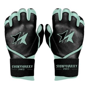 Gants de frappe de baseball professionnels en cuir avec fermeture à sangle logo personnalisé de la main du doigt complet - Product Image 1