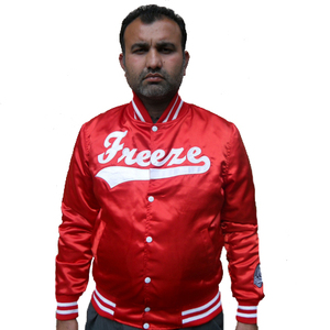 College Blank Embroidery Bulk Wholesale Custom Reversible Plus Size <b>Mens</b> Varsity <b>Baseball</b> Bomber Satin Polyester <b>Jacket</b> - Product Image 2