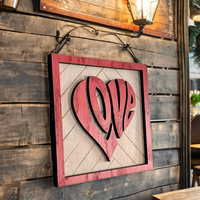 Décoration murale pour la Saint-Valentin, panneau personnalisé en bois MDF peint en 3D, cadre en bois, couple amoureux, plaque personnalisée antique