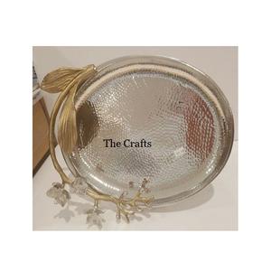 Bandeja de aluminio para servir aperitivos y alimentos con calidad exclusiva de color plateado para servir aperitivos, bandeja de té y café a granel - Product Image 1