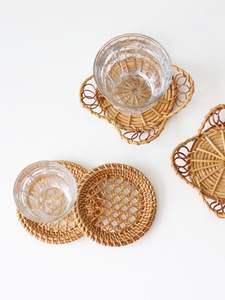 Best Quality Wholesale Natural Round <b>Woven</b> <b>Coaster</b> Wicker Rattan <b>Coasters</b> Heat Resistant Rattan <b>Coaster</b> with Holder - Product Image 5