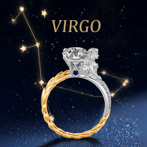Jeulia Hug Me Virgo's Elegance <b>Gold</b>-Plated Claw-<b>Set</b> Geometric <b>Ring</b> - Product Image 3