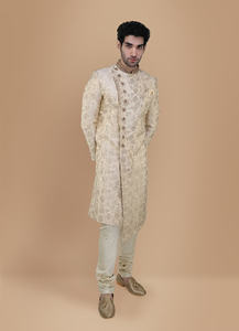 เชอร์วานีเจ้าบ่าวชุดปาร์ตี้และงานแต่งงานของเชอร์วานิสั่งตัดแบบ bespoke ที่สง่างามสำหรับผู้ชายได้รับความนิยมใหม่กลางแจ้ง - Product Image 4