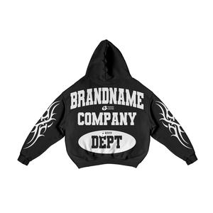 Custom Embroidery Printing Solid Eco-Friendly <b>Pullover</b> Design Winter Breathable Windproof Cotton Fleece Hooded Drawstring - Product Image 3