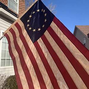 Drapeau brodé Betsy Ross 3x5 pieds, teinté au thé, 13 colonies, vintage américain pour extérieur, 13 étoiles, rayures cousues, USA TOP FLAGSINC - Product Image 4