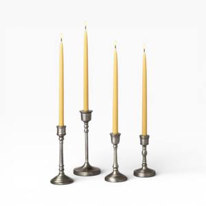 Antique Silver Tall Metal <b>Candle</b> Holder With Classic Turned Design And <b>Square</b> Base For Elegant Home Decor - Product Image 2