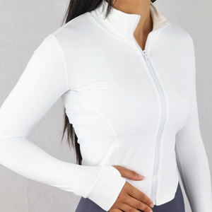 แจ็กเก็ตมีซิปทรงสลิมฟิตของผู้หญิงสำหรับเล่นกีฬาออกกำลังกายและเล่นยิมเสื้อโยคะดีไซน์เพรียวบาง - Product Image 3