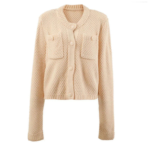 Cardigan en maille côtelée décontracté pour femme Saleh Enterprises, style coréen, en acrylique/polyester, doux, chaud et tendance - Product Image 1