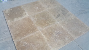 Baldosas de Travertino Nogal Pulido Relleno de Piedra 20x20cm para Exteriores, Duraderas para Jardín y Caminos, Fabricadas en Turquía para Hoteles y Villas - Product Image 4