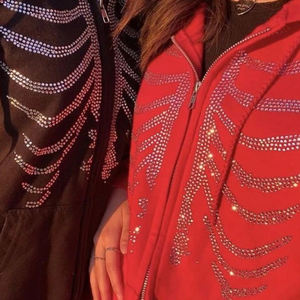 Zipper <b>Hoodie</b> <b>Black</b> Loose Rhinestone Embroidery New Y2K Men's Spring & Autumn Gothic Rhinestone Sweatshirt <b>Hoodie</b> Trending 2025 - Product Image 5