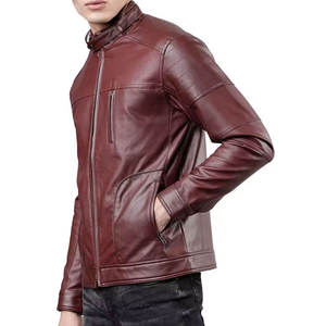 Veste en cuir pour homme, tendance, lourde, avec col montant, design unique, pour l'hiver, vêtements d'extérieur, taille standard, veste pour homme - Product Image 2