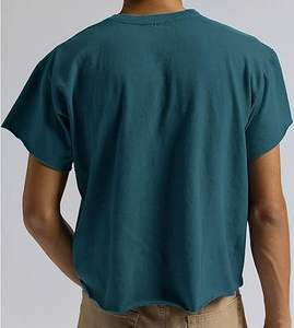 Alta calidad 180GSM peso pesado Boxy Fit 100% algodón Color sólido de gran tamaño recortado malla Boxy camisetas para adultos transpirables - Product Image 2