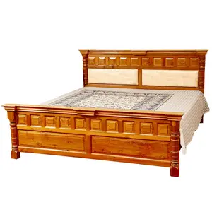 Modern Design wood simple latest double bed designs solid plain Wooden with Drawers