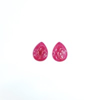 Pierre précieuse naturelle rouge en forme de poire sculptée Lalas Ruby, paire de 41,60 carats, remplie de fissures, d'origine africaine, pour collier, boucles d'oreilles et bijoux