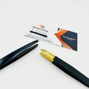 Vente en gros de qualité supérieure durable en acier inoxydable pointe oblique pointe pointue durable écologique léger pince à épiler sourcil - Product Image 1