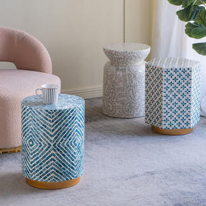 Juego de mesa auxiliar con incrustaciones de concha de perla, muebles para el hogar de gran calidad, mosaico de nácar, mesa auxiliar - Product Image 5