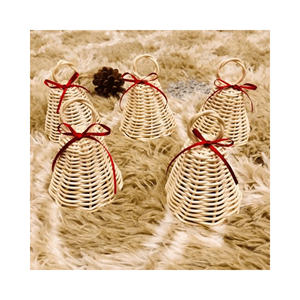 Rustic Rattan Bell <b>Christmas</b> Hanging Decor, Handmade Wicker Rattan Bell Gift <b>Box</b> for Cost-Effective Home Party Tree Celebration - Product Image 5
