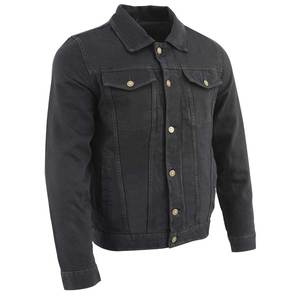 Veste de moto en denim noir pour homme, avec boutons décoratifs, lavable et surpiquée - Product Image 1