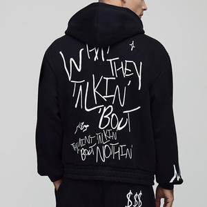 Venta al por mayor de moda cremallera negra logotipo impreso personalizado chándal para hombres Streetwear chándales de alta exigencia para el invierno transpirable - Product Image 4