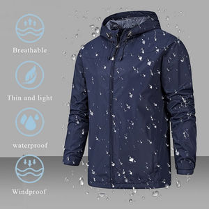 Chaqueta cortavientos impermeable para exteriores con logotipo personalizado OEM para hombre, chaquetas ligeras de secado rápido para hombre, chaqueta impermeable para exteriores a prueba de viento con logotipo personalizado - Product Image 5