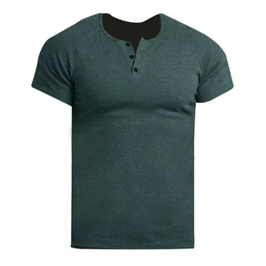 Camiseta Henley para Hombre, 100% Algodón, Diseño Deportivo, Manga Corta, Uso Casual al Aire Libre, Logotipo Personalizado, Impresión Digital, Camiseta Premium - Product Image 1